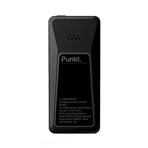 Punkt. MP02 New Generation 4G LTE Minimalist Mobile Phone for Calling & Texting | Black | Unlocked, Nano-SIM, Wi-Fi Hotspot, Digital Security, 2GB RAM+16GB Storage, 1280 mAh Battery, Multiband