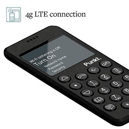 Punkt. MP02 New Generation 4G LTE Minimalist Mobile Phone for Calling & Texting | Black | Unlocked, Nano-SIM, Wi-Fi Hotspot, Digital Security, 2GB RAM+16GB Storage, 1280 mAh Battery, Multiband