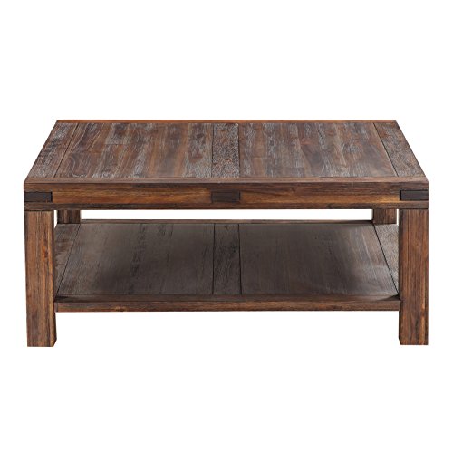 Benzara BM187681 Acacia Wood Coffee Table with Exposed Mortise and Tenon Corner Joints, Brown