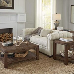 Benzara BM187681 Acacia Wood Coffee Table with Exposed Mortise and Tenon Corner Joints, Brown