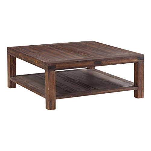 Benzara BM187681 Acacia Wood Coffee Table with Exposed Mortise and Tenon Corner Joints, Brown