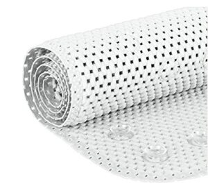 deluxe bathtub mat non slip, soft foam bath mats for bathroom tub, bathtub mat with drain holes, suction cups- 36” x 17” - white