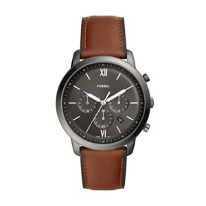 fossil men's neutra quartz stainless steel and leather chronograph watch, 7 x 5 x 7 inches, color: smoke, brown (model: fs5512)