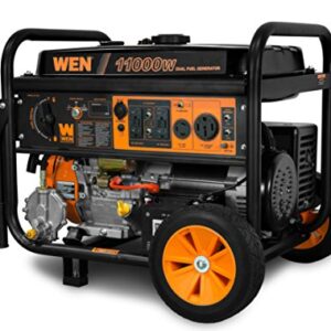 WEN DF1100T 11,000-Watt 120V/240V Dual Fuel Portable Generator with Wheel Kit and Electric Start - CARB Compliant, Black