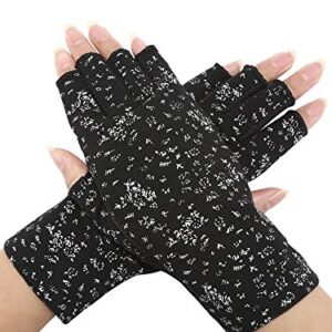 Maxdot 2 Pairs Women Sunblock Fingerless Gloves Non Skid Summer Gloves UV Protection Driving Gloves (Black, Khaki)