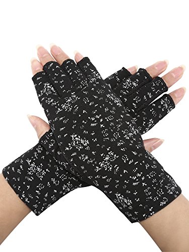 Maxdot 2 Pairs Women Sunblock Fingerless Gloves Non Skid Summer Gloves UV Protection Driving Gloves (Black, Khaki)