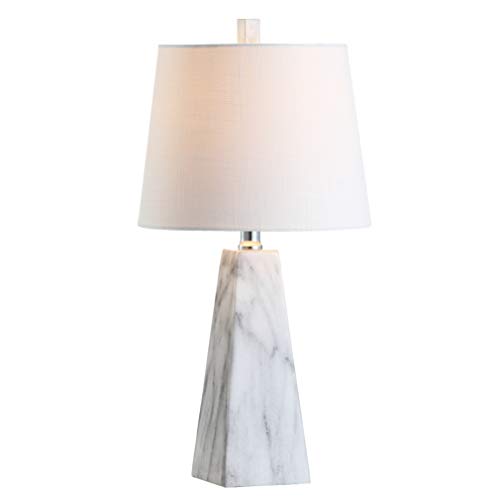 JONATHAN Y JYL1037A Owen 20.5" Resin LED Table Lamp, Contemporary, Modern, Elegant, Office, Living Room, Family Room, Dining Room, Bedroom, Hallway, Foyer, White Marble Finish