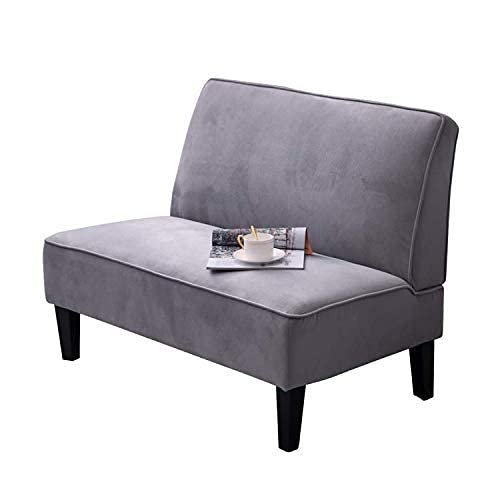 Changjie Furniture Small Loveseat Sofa Couch Upholstered Small Love seat Mini Sofa Couch for Bedroom Living Room (Light Gray)