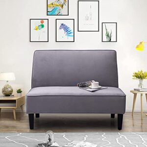 Changjie Furniture Small Loveseat Sofa Couch Upholstered Small Love seat Mini Sofa Couch for Bedroom Living Room (Light Gray)