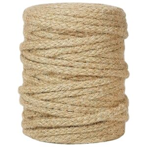 tenn well 5mm jute twine, 100 feet braided natural jute rope, thick twine rope for crafts, gift wrapping, gardening, cat tower repairing, macrame jute cord