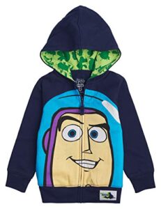 disney toy story big face zip-up hoodies -buzz lightyear, sheriff woody - boys (buzz navy, 3t)