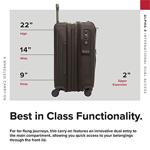 TUMI Alpha 3 International Dual Access 4-Wheeled Carry-On Luggage - With Built-In USB Port and Integrated TSA Lock - 22-Inch Rolling Suitcase for Men and Women - Anthracite
