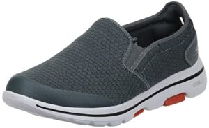 skechers men's gowalk 5 - elastic stretch athletic slip-on casual loafer walking shoe sneaker, charcoal, 9