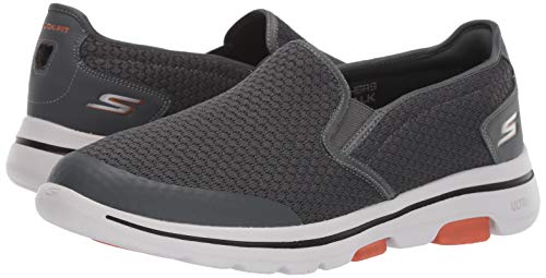 Skechers Men's GOwalk 5 - Elastic Stretch Athletic Slip-On Casual Loafer Walking Shoe Sneaker, Charcoal, 9