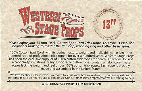 Western Stage Props Cotton Trick Rope Lasso for Kids and Adults - 13 Foot