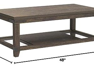 Signature Design by Ashley Danell Ridge Rustic Rectangular Coffee Table with Iron Accents, Brown