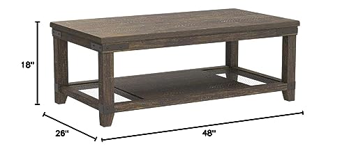 Signature Design by Ashley Danell Ridge Rustic Rectangular Coffee Table with Iron Accents, Brown