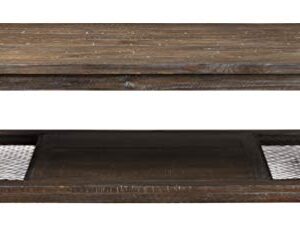 Signature Design by Ashley Danell Ridge Rustic Rectangular Coffee Table with Iron Accents, Brown