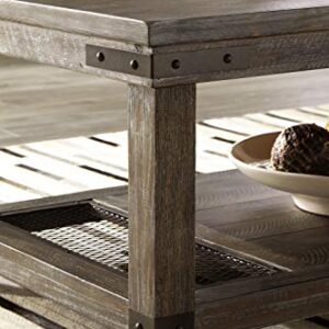 Signature Design by Ashley Danell Ridge Rustic Rectangular Coffee Table with Iron Accents, Brown