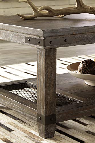 Signature Design by Ashley Danell Ridge Rustic Rectangular Coffee Table with Iron Accents, Brown