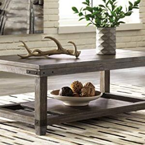 Signature Design by Ashley Danell Ridge Rustic Rectangular Coffee Table with Iron Accents, Brown