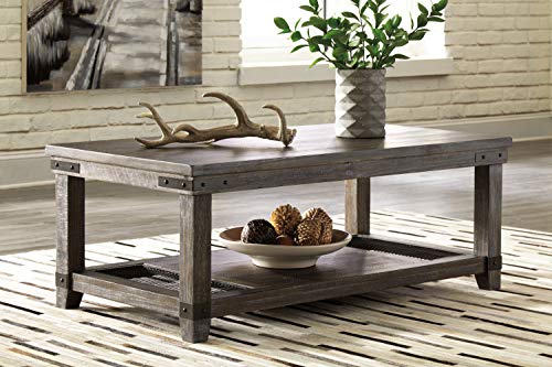 Signature Design by Ashley Danell Ridge Rustic Rectangular Coffee Table with Iron Accents, Brown