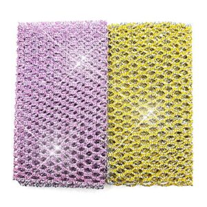 Olivia tree 2pcs glitter metal kitchen dish towel,dish cloth,dish scrubber,mesh wash net, dish sponge, dish wash net