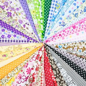 Foraineam 50 Pieces Assorted Cotton Craft Fabric Bundle 8" x 8" (20cm x 20cm) Printed Patchwork Squares for DIY Sewing Quilting Scrapbooking