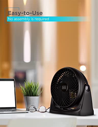 BLACK+DECKER Turbo Desk Fan – Electric Portable 7 Inch Table Fan with Adjustable Tilt for Quiet Cooling, Black