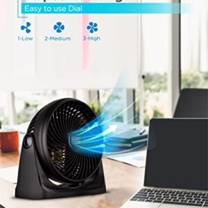 BLACK+DECKER Turbo Desk Fan – Electric Portable 7 Inch Table Fan with Adjustable Tilt for Quiet Cooling, Black