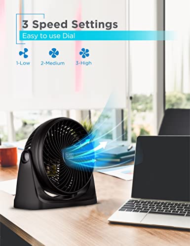 BLACK+DECKER Turbo Desk Fan – Electric Portable 7 Inch Table Fan with Adjustable Tilt for Quiet Cooling, Black