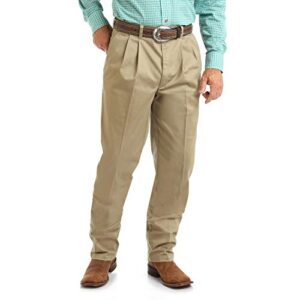 wrangler mens pleated front casual pants, khaki, 38w x 32l us