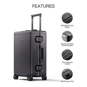 LEVEL8 Gibraltar Carry on Luggage, 20" Aluminum Frame Hardside Suitcase Zipperless Luggage with TSA Lock, 8 Spinner Wheels - Dark Grey