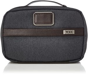 tumi alpha 3 split travel kit - luggage accessories toiletry bag for men and women with embossed leather carry handle - anthracite