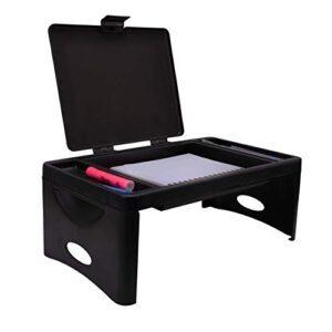 foldable lap desk with storage pocket | perfect use for children's activites, travel, breakfast in bed, gaming and much more! great for kids and teens! (black)