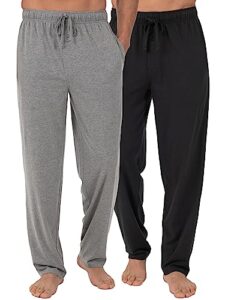 fruit of the loom men's extended sizes jersey knit sleep pant (2-pack), black/light grey, small