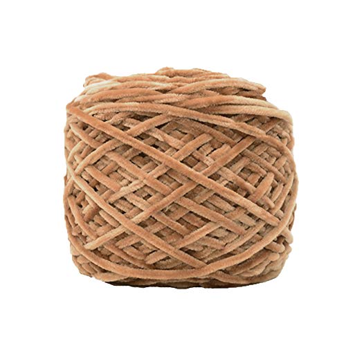 DIY Knit Yarn 100g/0.22lb,Light Brown Chenille Velvet Yarn,Chunky Yarn,Fluffy Yarn,Hand Knit Yarn,Chunky Yarn for Arm Knitting,Crochet Knitting Yarn,Bulky Yarn Velvet Yarn