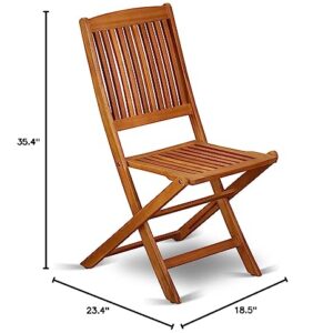 East West Furniture Cameron Foldable Patio Dining Chairs-Acacia Wood, Set of 2, Natural Oil