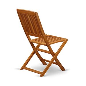 East West Furniture Cameron Foldable Patio Dining Chairs-Acacia Wood, Set of 2, Natural Oil