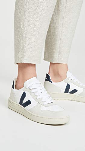 Veja Women's V-10 Sneakers, White/Nautico, 6 Medium US