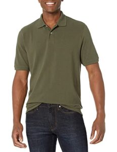 amazon essentials men's regular-fit cotton pique polo shirt (available in big & tall), olive, x-large