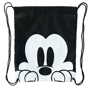 disney mickey mouse face drawstring tote backpack, black, one size