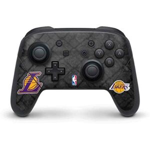skinit decal gaming skin compatible with nintendo switch pro controller - officially licensed nba los angeles lakers dark rust design