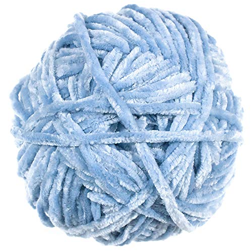 Craft County 315 Yards of Medium Velvet Yarn – 100% Machine Wash and Dryable Polyester (Smokey Blue)