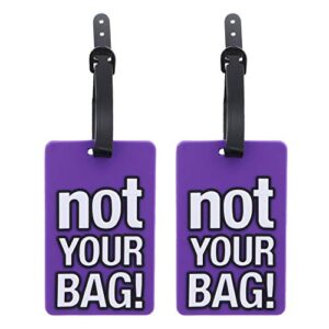 not your bag luggage tag suitcase id holder - set of 2 purple