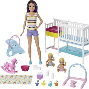 Barbie Skipper Babysitters Inc Dolls & Playset, Nap 'N Nurture Nursery, Skipper Doll, Baby Doll, Crib & 10+ Accessories, Working Bouncer