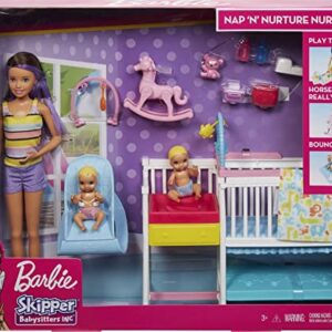 Barbie Skipper Babysitters Inc Dolls & Playset, Nap 'N Nurture Nursery, Skipper Doll, Baby Doll, Crib & 10+ Accessories, Working Bouncer