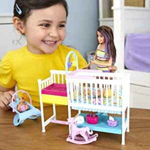 Barbie Skipper Babysitters Inc Dolls & Playset, Nap 'N Nurture Nursery, Skipper Doll, Baby Doll, Crib & 10+ Accessories, Working Bouncer