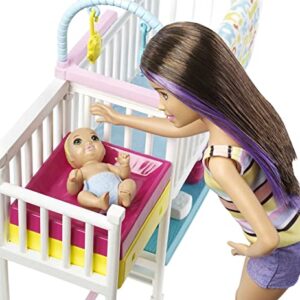 Barbie Skipper Babysitters Inc Dolls & Playset, Nap 'N Nurture Nursery, Skipper Doll, Baby Doll, Crib & 10+ Accessories, Working Bouncer