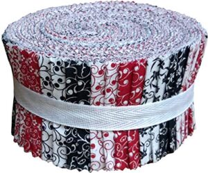 red black & white collection 40 precut 2.5-inch quilting fabric strips